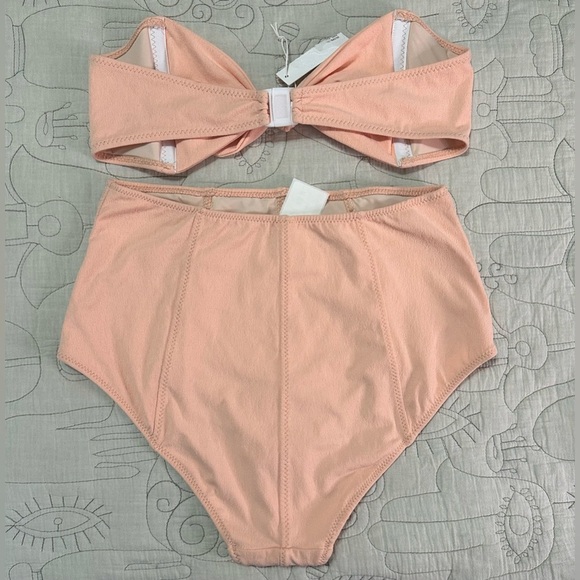 NEW Lisa Marie Fernandez Poppy High Waist 2 Piece Bikini Coral Crepe Sz 3 US 6-8 - Picture 4 of 10